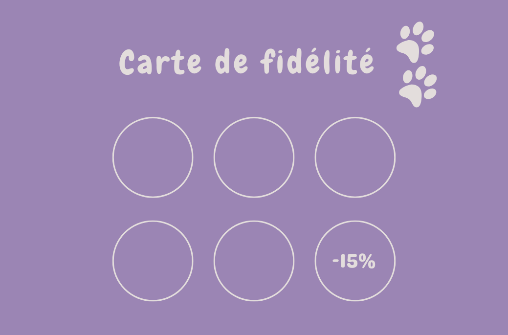 Carte de fidélité Bulles et Pattes — tampons après chaque visite